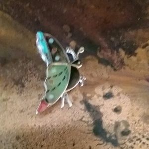 Butterfly pin on silver